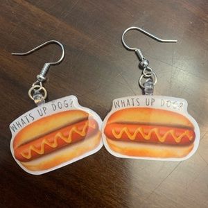 What’s up dog earrings quirky cheesy